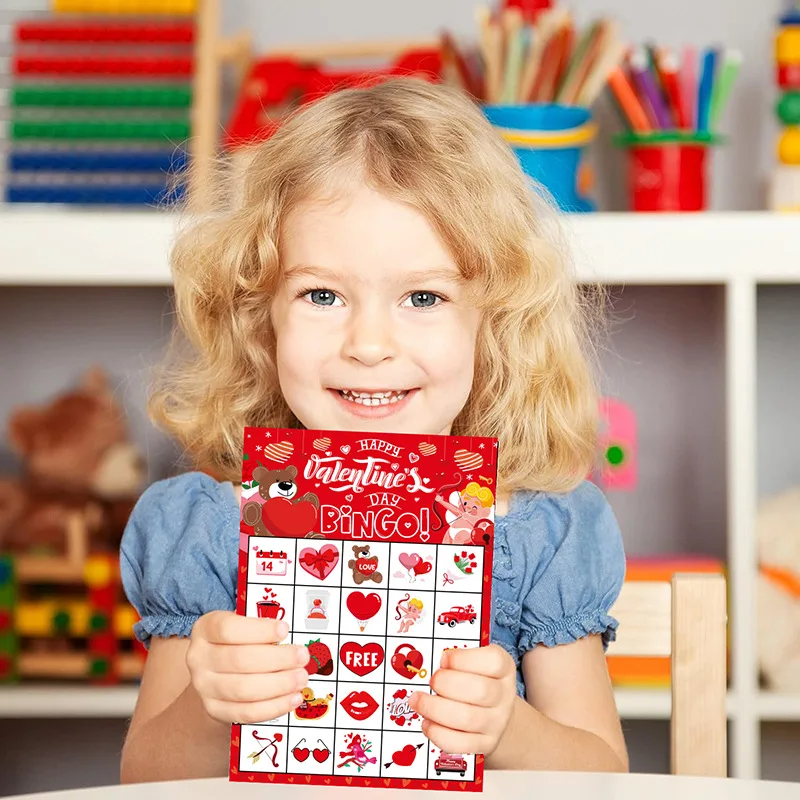 Valentine's Day theme Red bingo game card party supplies