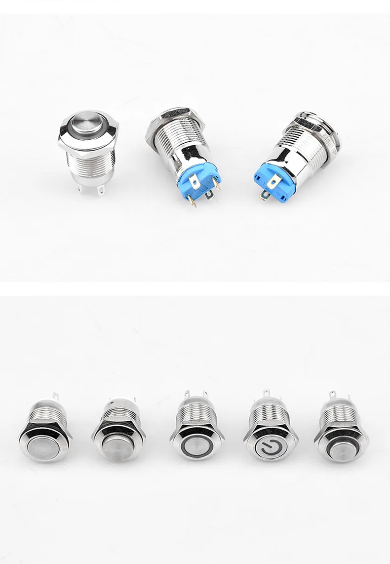 HS12H-10E/J/H/12V-24V/R Round 1NO momentary button switch 12 mm metal IP67 Stainless steel LED switch Waterproof