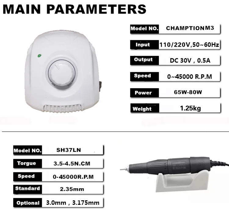 2066 Wholesale 45000rpm Micromotor Bt-Marathon 3 SDE-SH37N Dental Laboratory Manicure Nail Drill Polishing and Grinding Machine supplier
