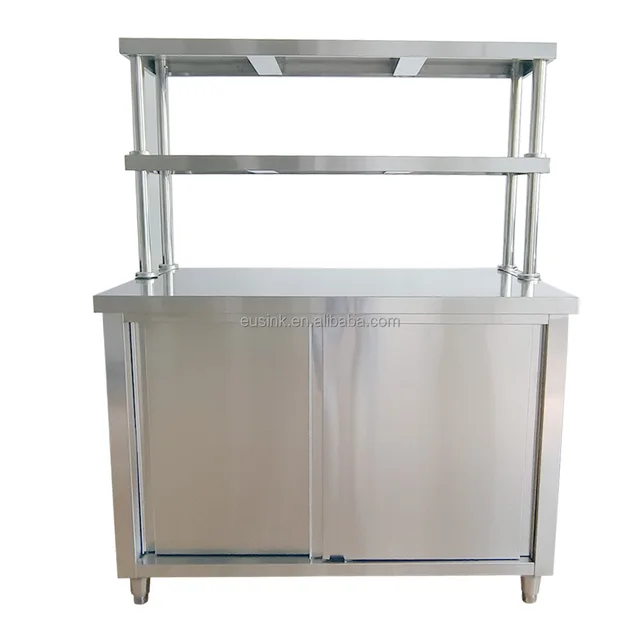 Eusink Commercial Stainless Steel  Kitchen Cabinets Cupboards With Sliding Door For Restaurant