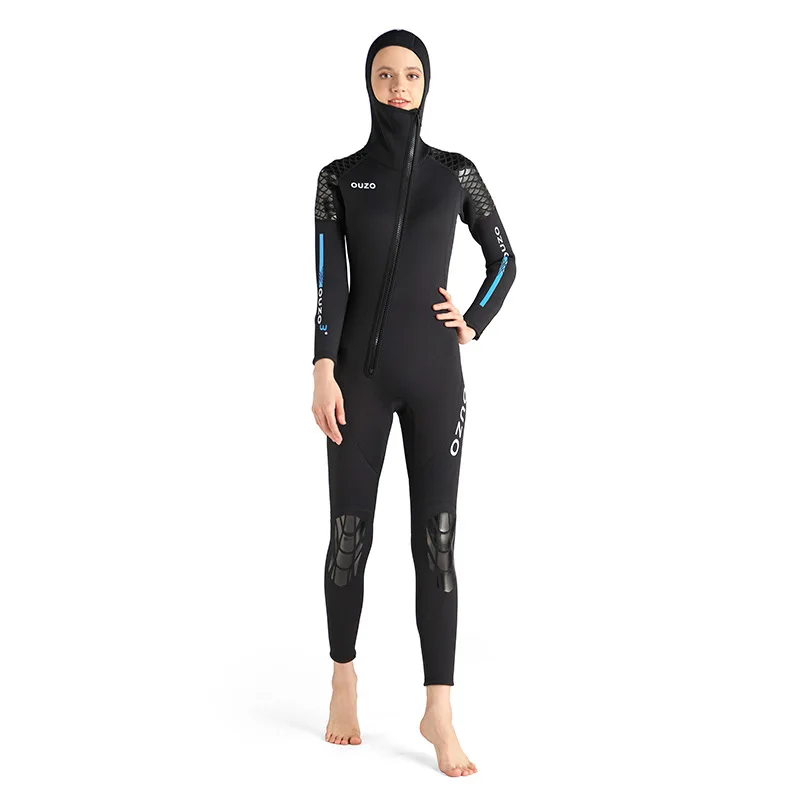 3mm Thickened Neoprene Warm Women Keep Warm Dive Skin Snorkeling Swimsuit One-Piece Hooded Surfing Diving Wetsuit