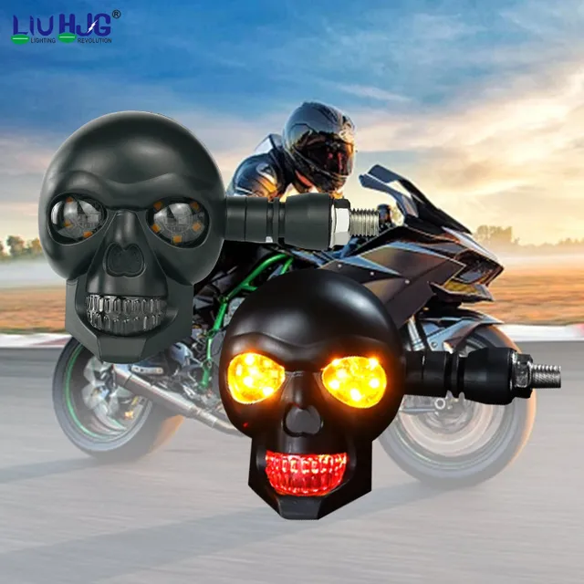 LiuHJG Motorbike LED Winker Lamp Skull Turn Signal Light Fashion Led Indicator Lights For Motorcycle Light Signal