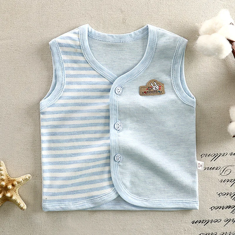 baby cartoon cotton vest boys and girls comfortable sleeveless buttons  casual vest thin clothes