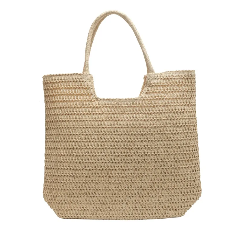 Straw handbag female new style fashion simple leisure Korean version large capacity mature hand beach bag