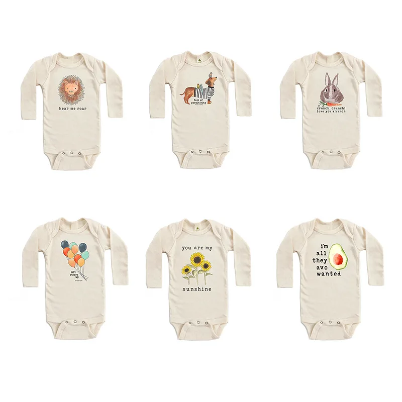 Newborn infant baby rompers long-sleeve cotton cartoon printed baby boys girls bodysuits autumn kids clothes