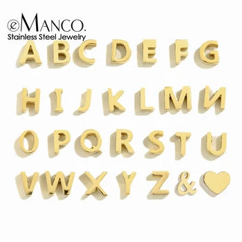 eManco personalized DIY alphabet accessories jewelry pendant small 316l stainless steel initial letter charms