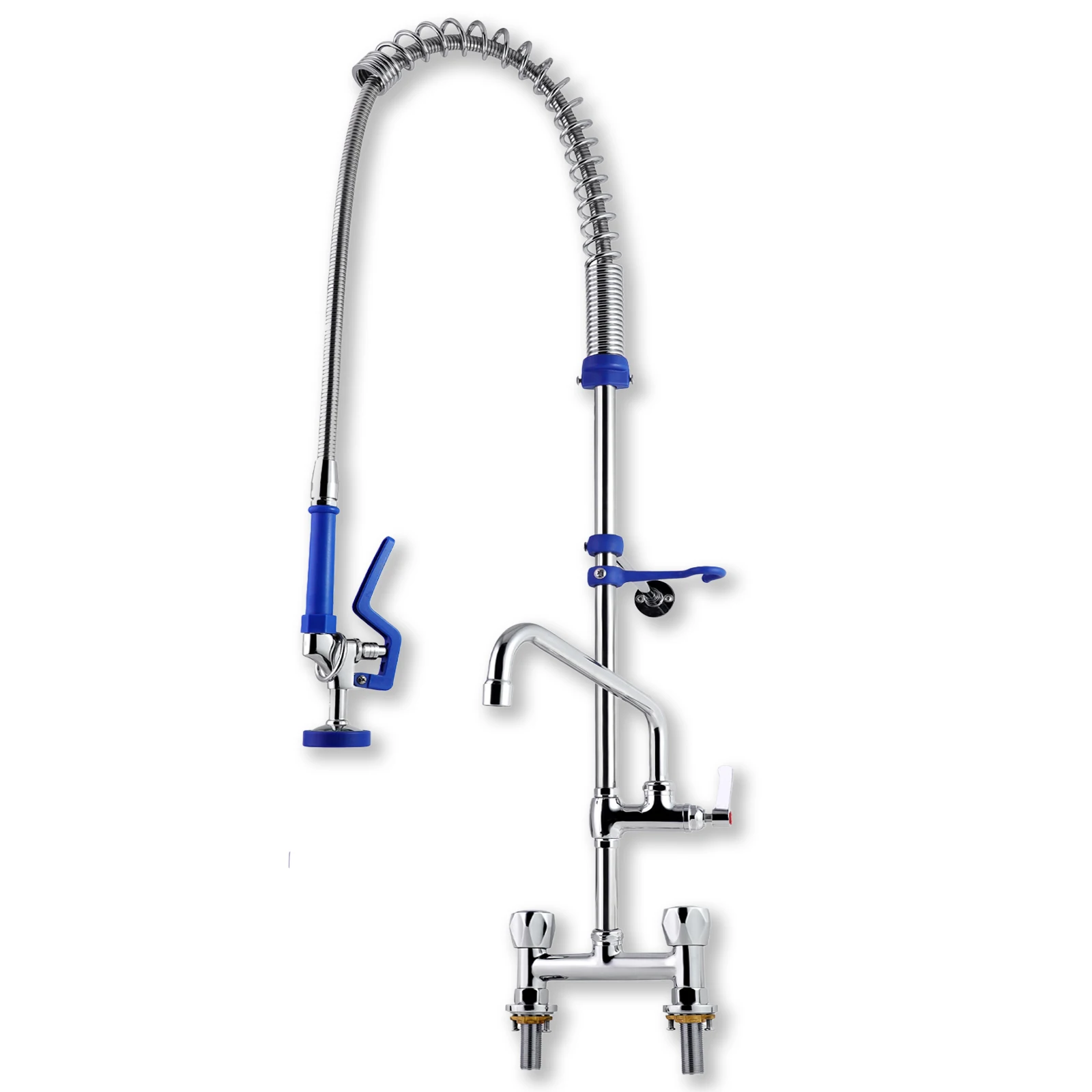 Commercial Faucet Deck Mounted Brass Dual Handle Pull Pre-Rinse for Kitchen Faucet Taps Easy-Install Handwheel Industrial Hotels supplier