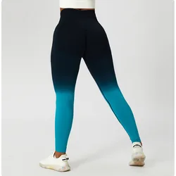 YIYI INS Hot Sale High Waist Butt Lift Gym Leggings Butt Lift Gradient Design Yoga Compression Pants Quick Dry Leggings Seamless