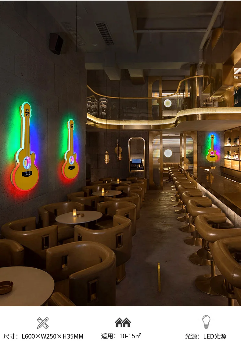 Children Guitar Ceiling Lamp Remote Control Kids Room Bar Home Party Dimmable Atmosphere RGB Led Ceiling Chandelier