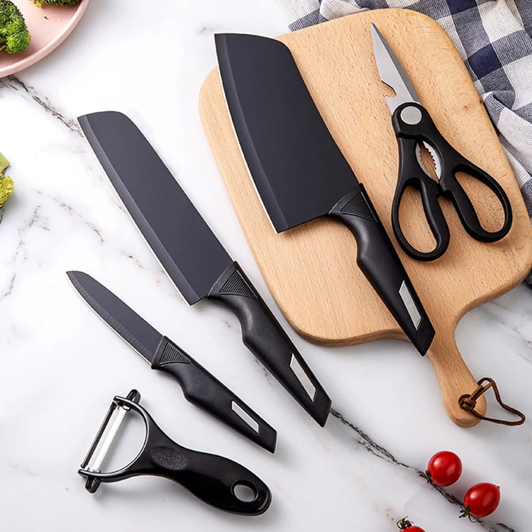 A2761   Kitchen Stainless Steel Scissors Gift 5pcs Cut Meat Peeling Planer Tool Set Cutlery Sets Kitchen Knives Set
