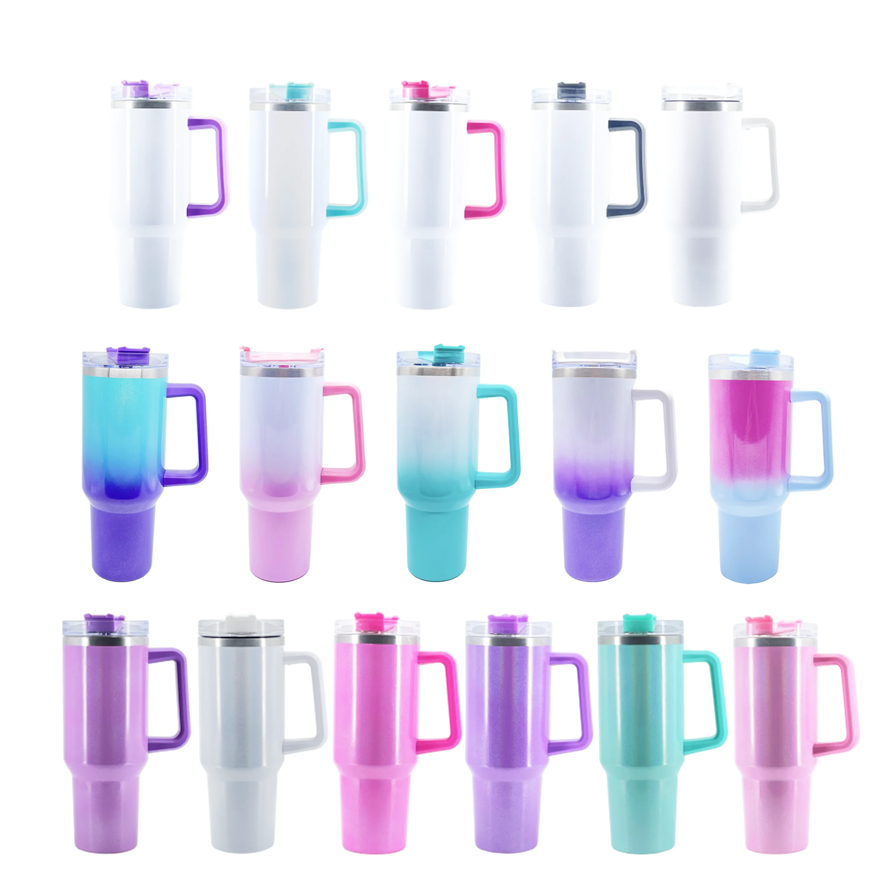 Wholesale 40oz Sublimation blanks Adventure Quencher Travel Mugs Stainless Steel Vacuum Insulated Tumbler with Handle