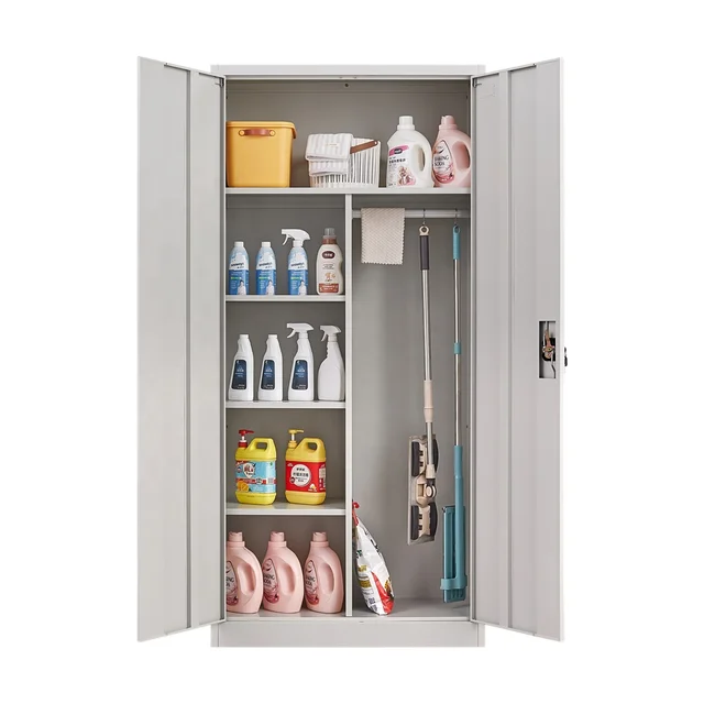 Home bedroom furniture steel locker 2 door wardrobe almirah cabinet metal cleaning locker