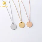 Necklace Women Jewelry Blank Round Disc Pendant Stainless Steel Gold Plated Custom Name Necklace
