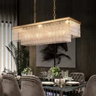 Moderner Gold Metal Dining Table Crystal Led Ceiling Lamp Modern With 17 Lights