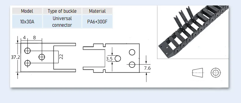 open Drag Chain bridge type 7x7 10x10 10x15 10x20 15x20 18x18 L1m Cable  Carrier with Ends for CNC 3D printer Voron Trident 2.4