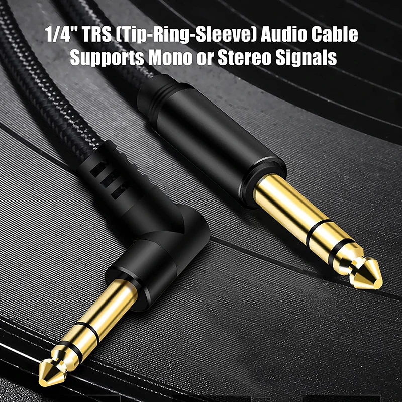 JuicEBitz® 2 RCA Male To 6.35mm 1/4" TRS Jack Plug Audio Cable 24k Gold Plated | UK
