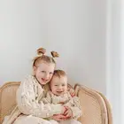 Winter Girls New Winter Children's Wear Girls Cardigan Sweater Handmade Ball Knit Children's Coat Thickened