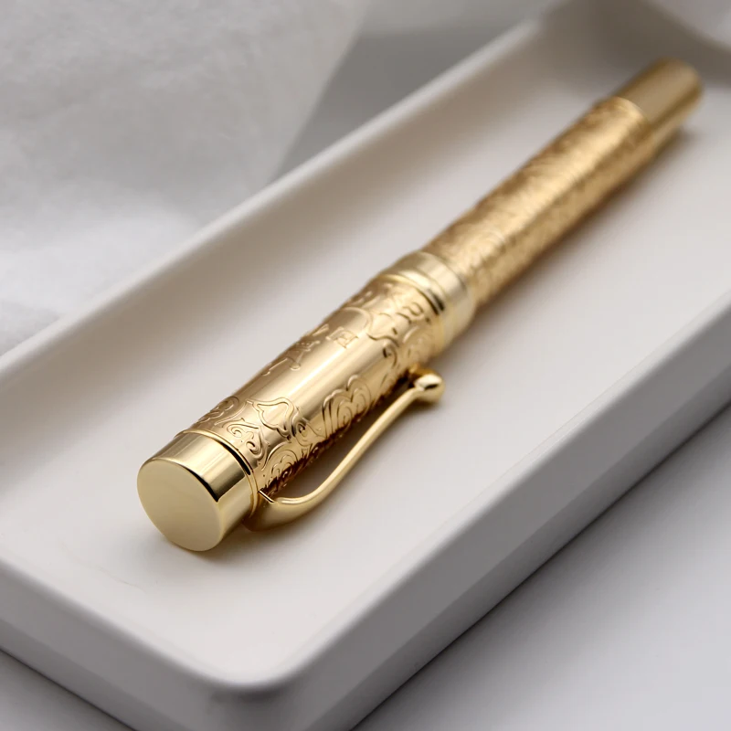 Hot Selling Modern Stationery Luxury Gold Pattern Rollerball Pen Design Pen Metal Roller Pen