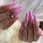 Nails Wholesale Private Label Full Cover Long False Tips Ballerina Coffin Shape Artificial Press On Nails