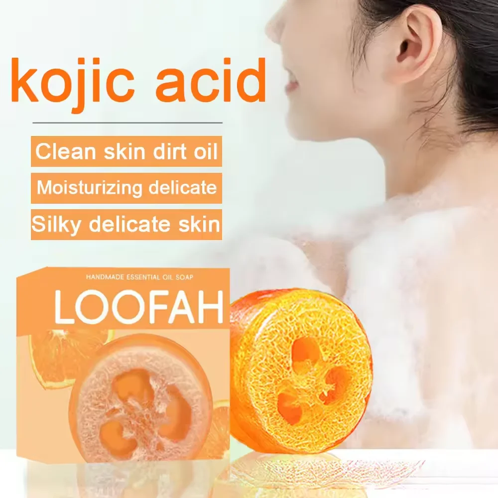 High Quality Remove Blackhead Loofah Essential Oil Turmeric Soap Bath Clean Hand Wash Loofah Orange Soap
