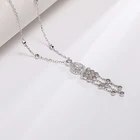 Necklace Luxury Temperament Long Cubic Zircon Silver Necklace Women Tassel Gemstone Clavicle Chain Necklace