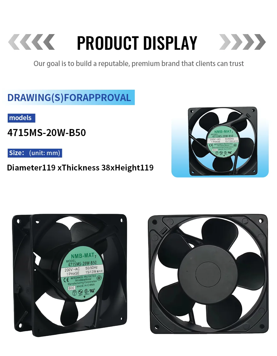 Axial Flow Fan, NMB, 4715MS-20W-B50, 200V, 12038 - detail 6