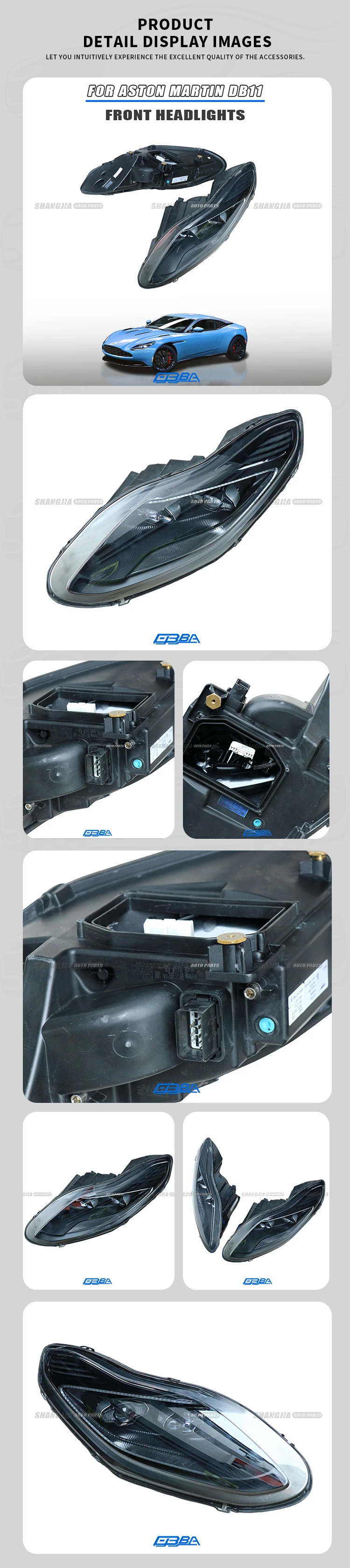 Car Accessories Plastic Glass Front Headlights For Aston Martin DB11 Vantage Coupe Volante ARM OEM HY5313W030BA LED Headlamp factory