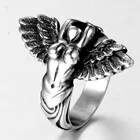 Hip Hop Ring Hip Hop Vintage Jewelry Stainless Steel Naked Angel Wing Finger Ring Men