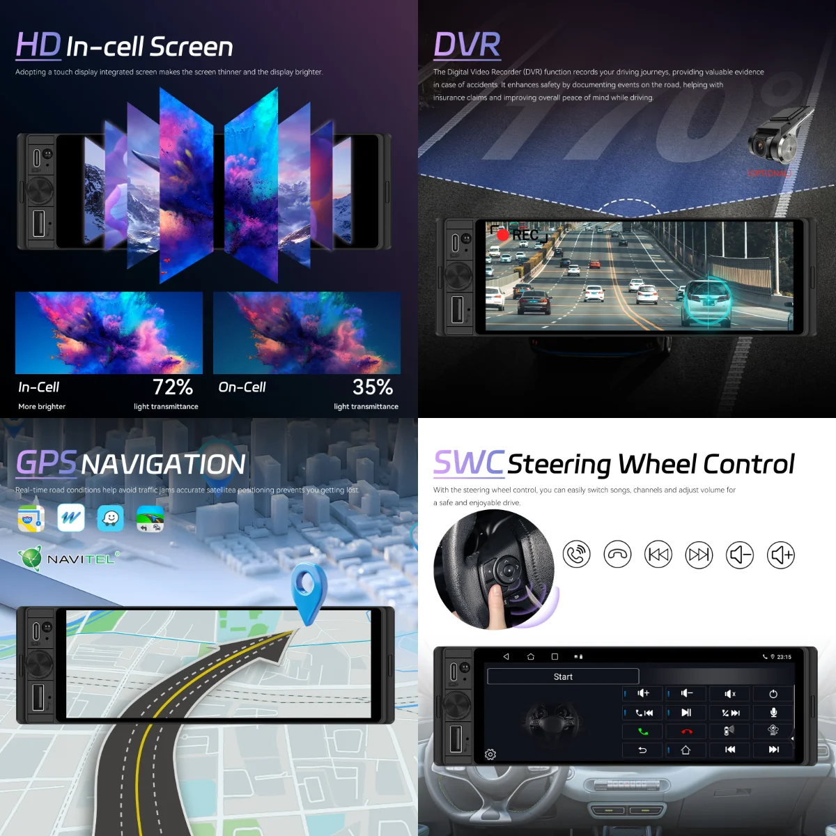 android auto gps wifi dsp bt incell screen stereo a4503-4