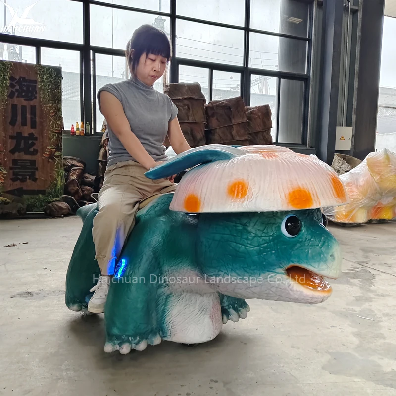 product dino scooter baby coin operated electric animatronic walking cartoon dinosaur ride car cute hat for metal sports park airport-3