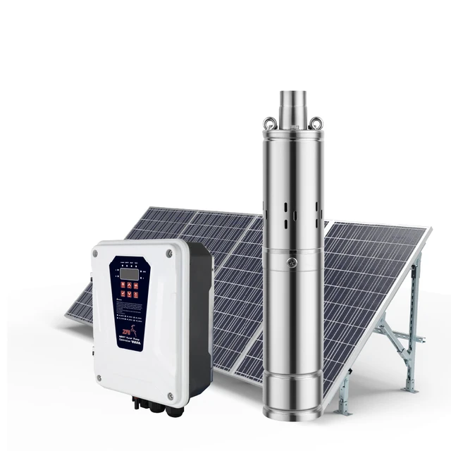 ZRI 3 inch Solar Powered Water Pump,Helical Rotor Submersible Solar Water Pump, Screw Solar Pump with MPPT Controller