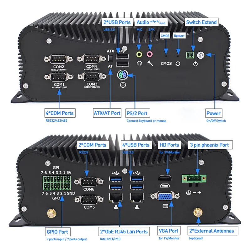 Embedded computer 8GB RAM 128GB SSD Desktop mini pc i7 1165G7 Dual Lan Industrial Computer Advantech