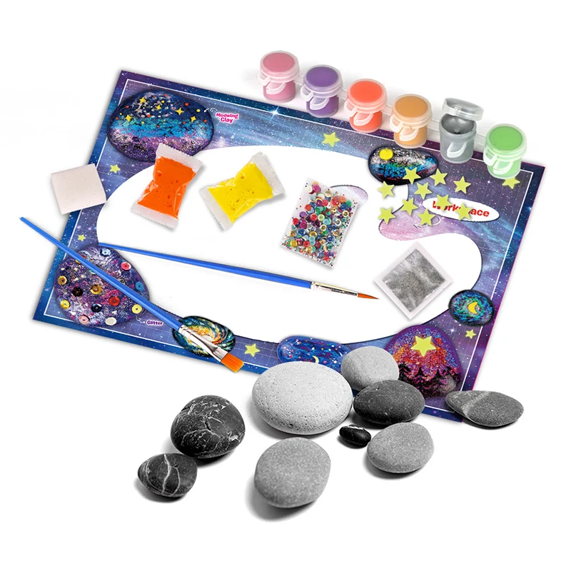 Soli Wholesales Rock Stone Painting Set Birthday Gift  cheap toys  Supplier toys kids painting toys diy kid stone For Kids