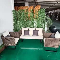 Patio Garden Furniture Sets Modern Plastic Wood Outdoor Sofa with Table Waterproof Sectional Sofa Set