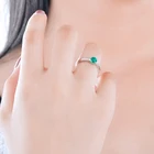 Silver Circular 5m 0.5CT Zambia Emerald Created Sterling Silver 925 Diamond Lab Grown Emerald Stone Rings