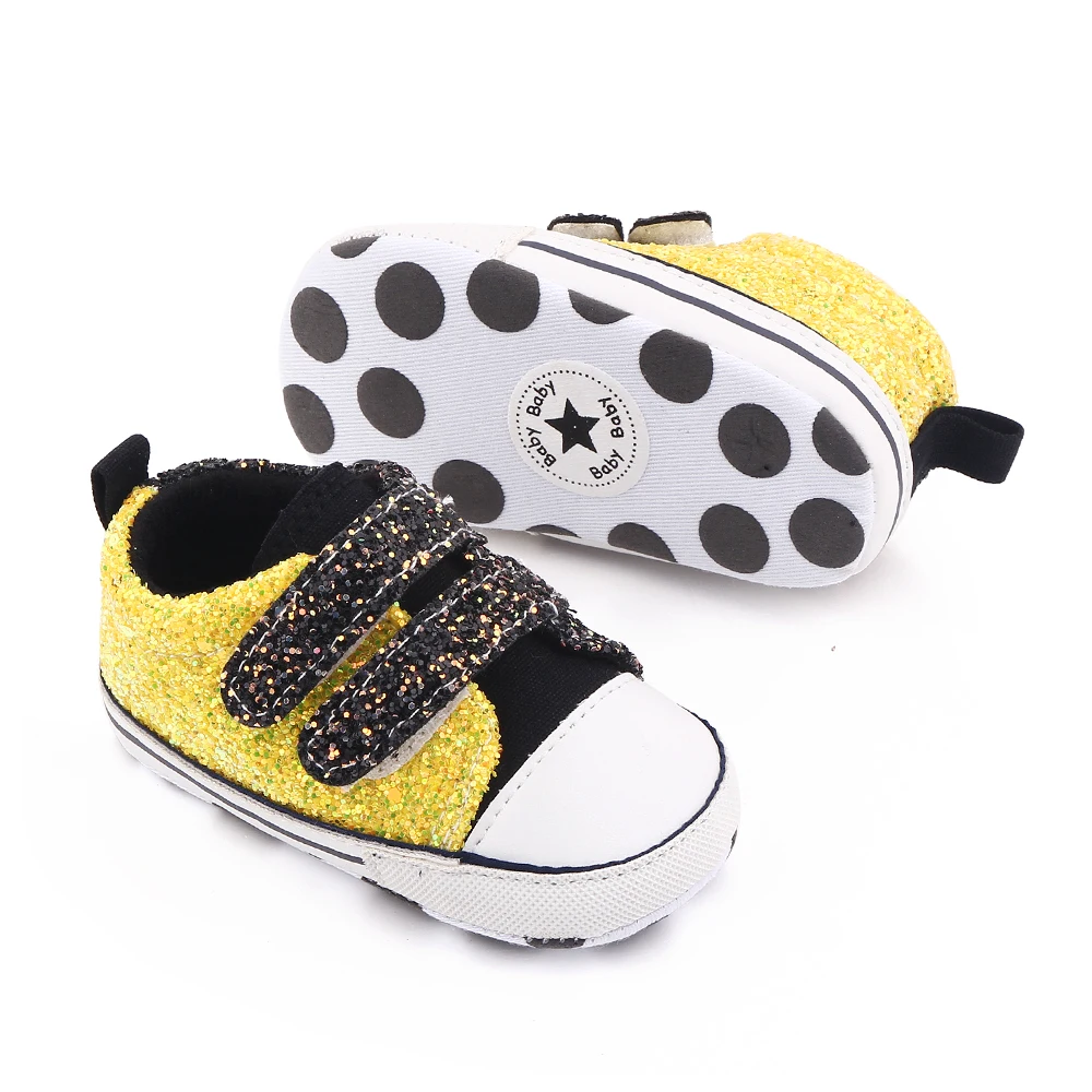Spring and Autumn Multi-color Shiny Sequin Baby Soft Soled Canvas Toddler Shoes details
