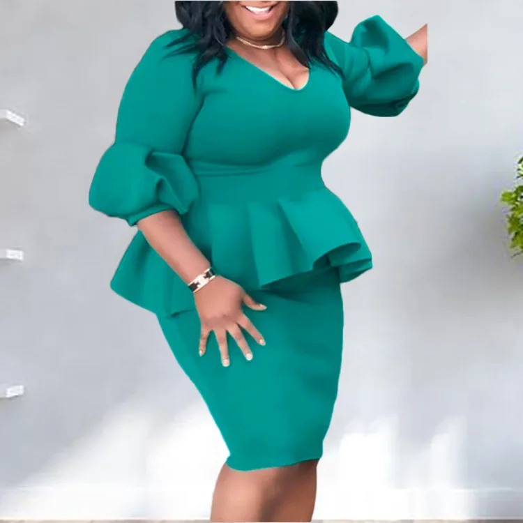 plus size puff sleeve dress formal