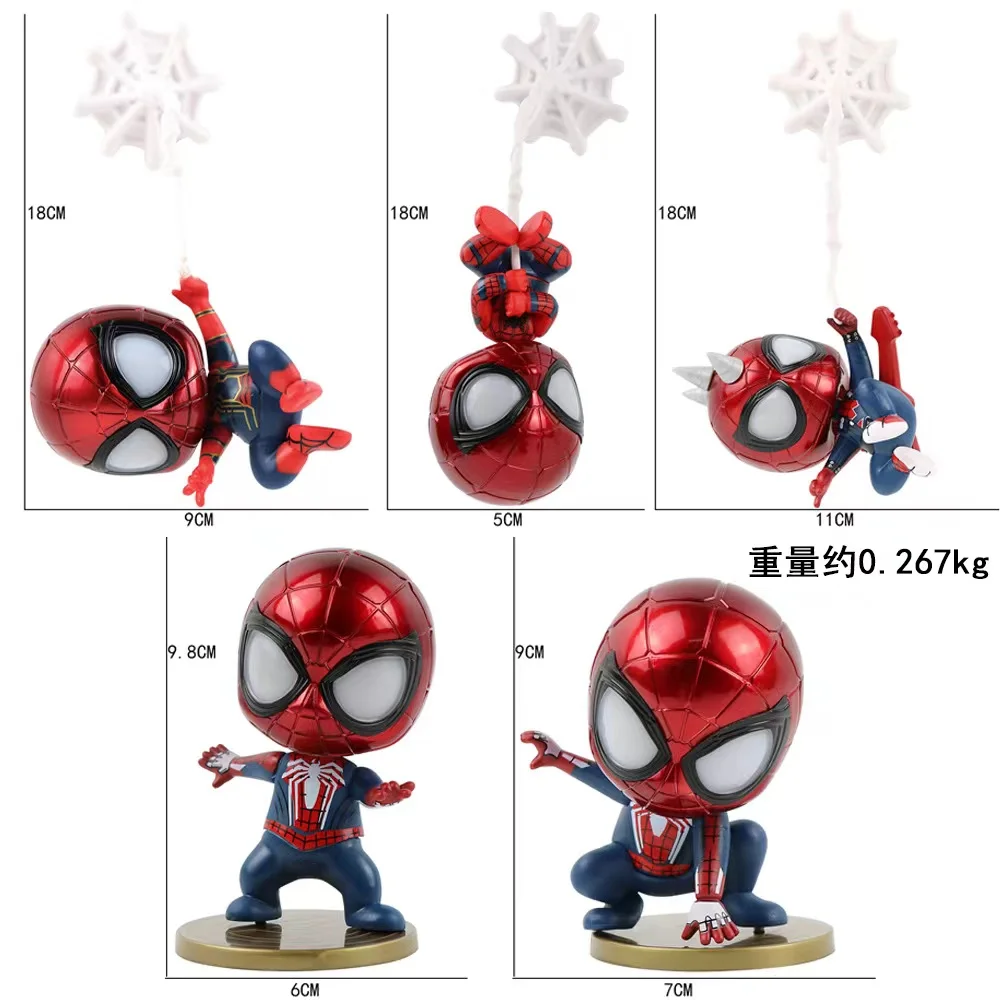 2022 New Hot Sell 5pcs/set 9~10cm Q Version Spider PVC Figure Doll Spider Anime Figure Toy For Car Decoration Gifts