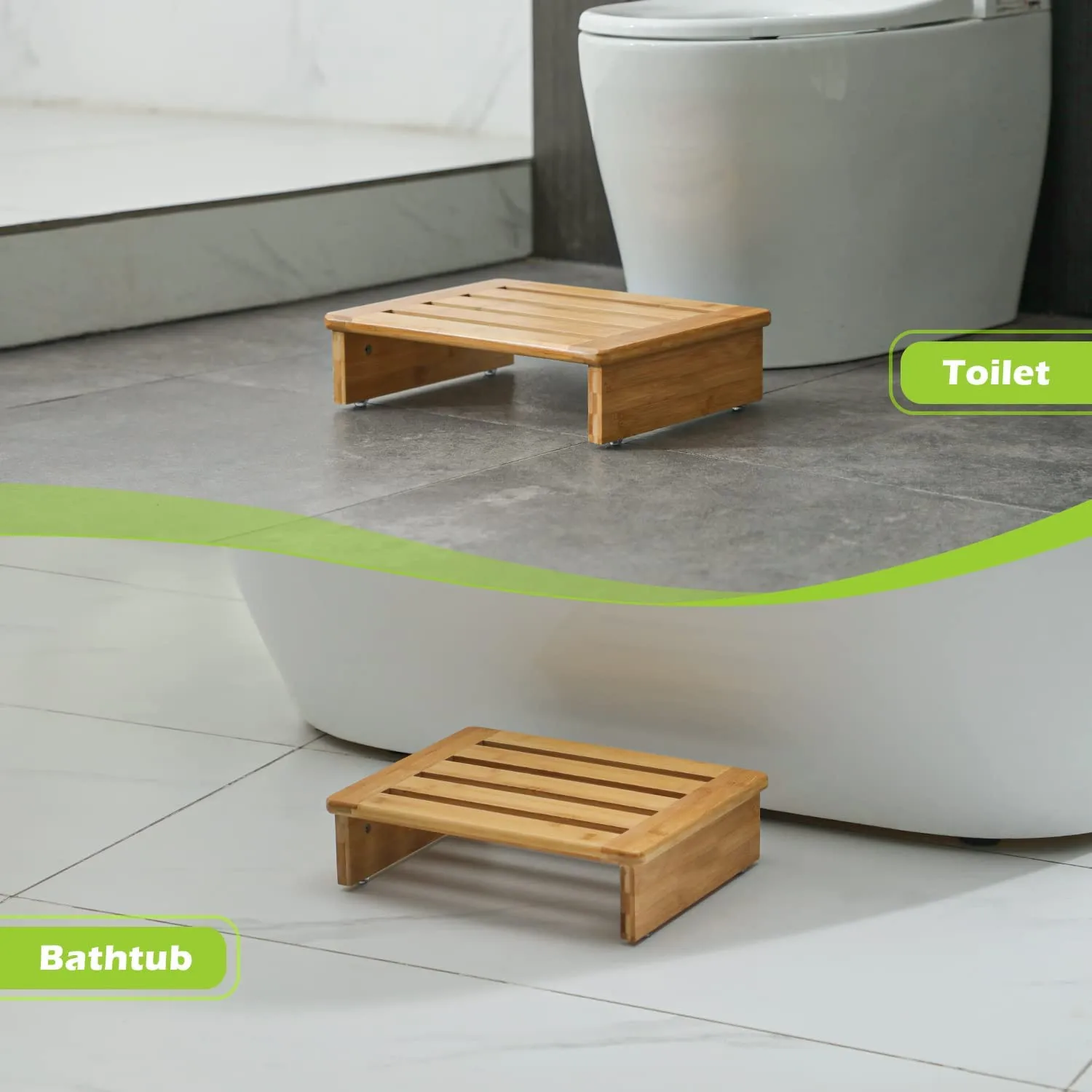 Stool Tool Bamboo Squatting Toilet Stool for Bathroom and Toilet Step Stool for Kids and Adults