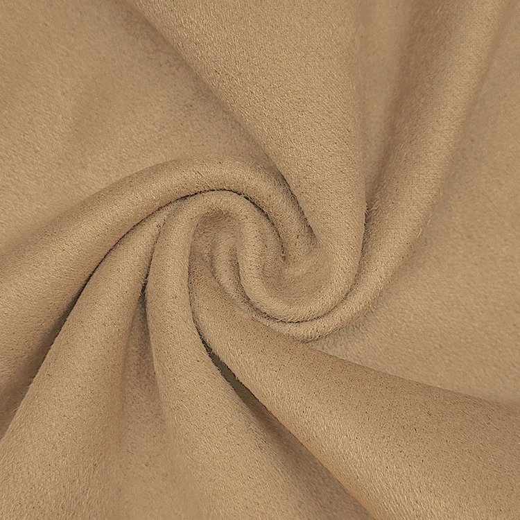 Soft Hand Feel Knitted Suede Fabric 86 Polyester 14 Sorona Material Solid Terry Fabric for Cloth details