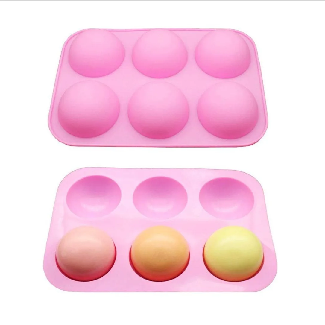 A3070 Ball Sphere 6 Hole Mold For Cake Baking Chocolate Candy Fondant Bakeware DIY Decorating Round Shape Silicone Dessert Mould