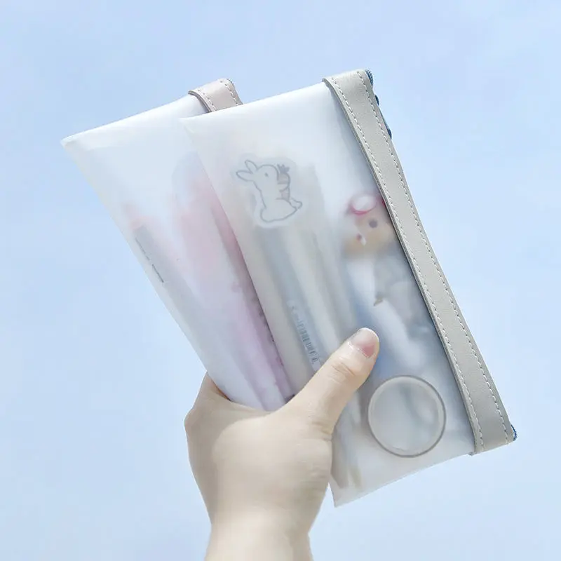 Transparent pen bag girls simple junior high school ins large capacity high school stationery bag pencil case