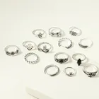 Ring Rings Fashion Silver Snake Design Ring Vintage Antique Silver Sunflower Crown Stone Rings Set