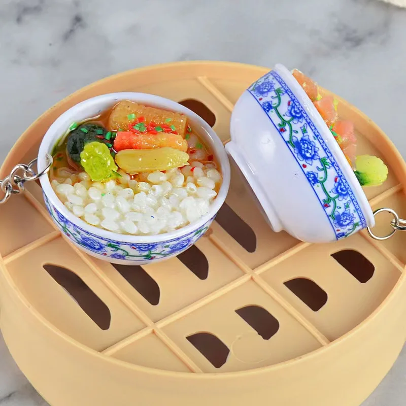 Simulation food large bowl rice backpack pendant mini creative simulation food key chain