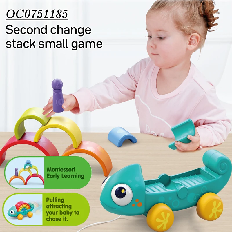 Baby montessori lizard rainbow stacking building blocks toddler puzzles toys