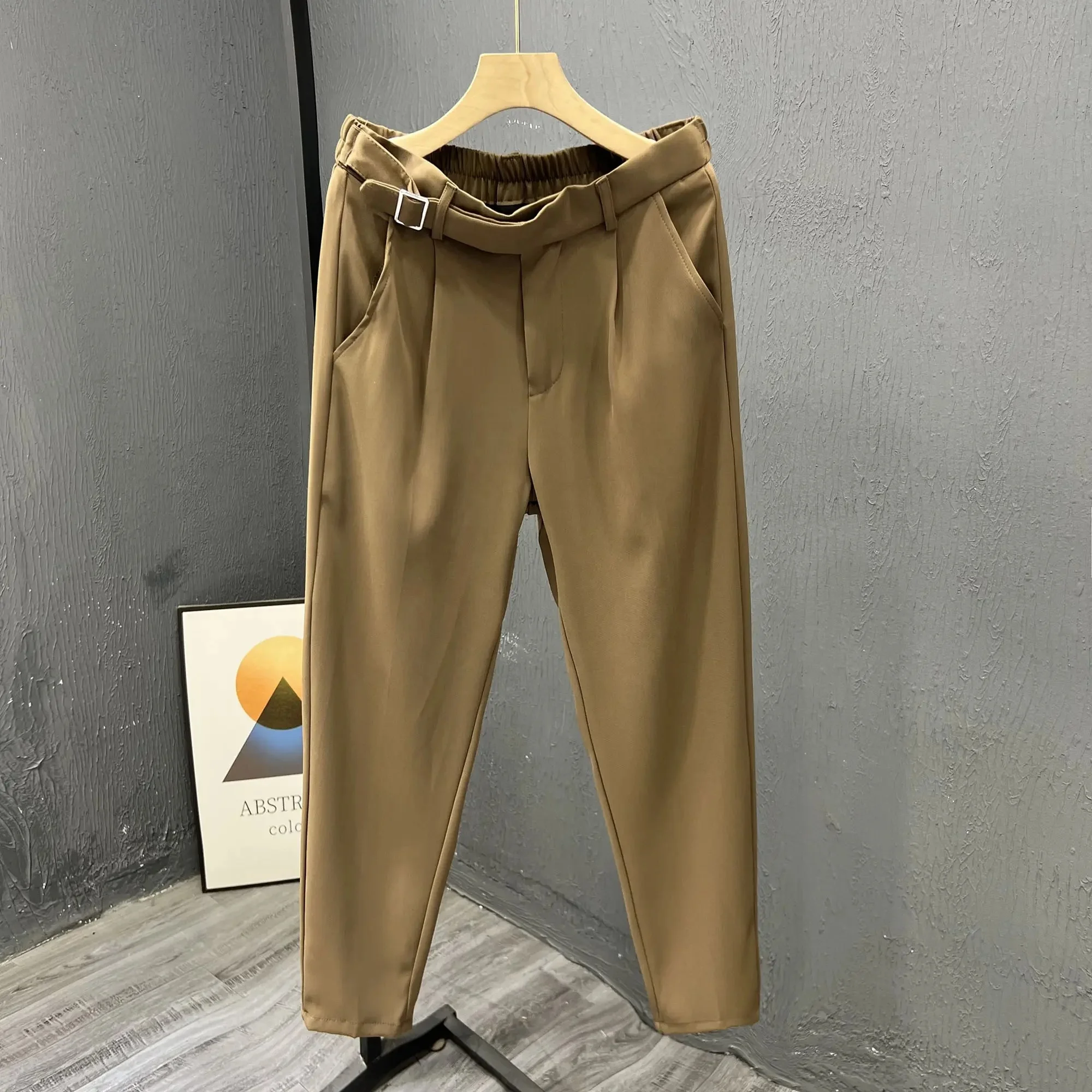 Wholesale high quality slim men's elastic pants plus size classic solid color business casual casual pants