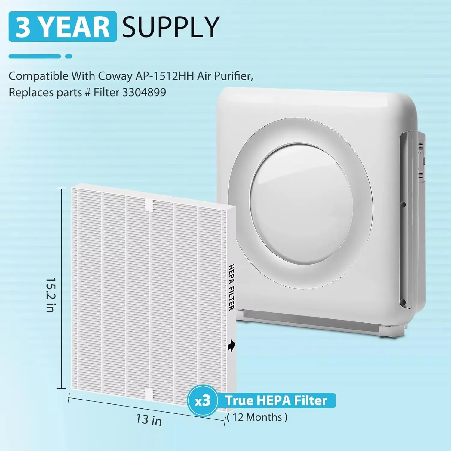 Home Use 3 Pack AP-1512HH True HEPA Replacement Filter Pleated MERV 13 Compatible Coway Airmega Series Air Purifiers manufacture