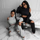 Clothing Wholesale 2 Piece Set Women Strapless Women's Hoodies Streetwear Sportswear Hole 2 Piece Set Women Gym Clothing