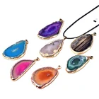 Jewelry Natural Agate Tablets Pendant Colourful Healing Stone Ore Mineral For Men Women Jewelry