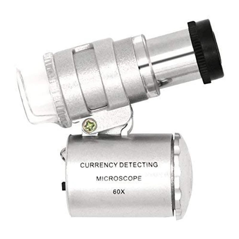 LED Mini 60X Jewelry Loupe Lighted Magnifier Microscope Useful 2p 